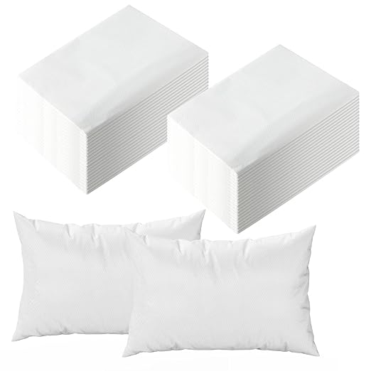 JMU 100PCS Disposable Pillow Case 21" x 30", Tissue/Poly Medical Pillow Covers Sleeves, White