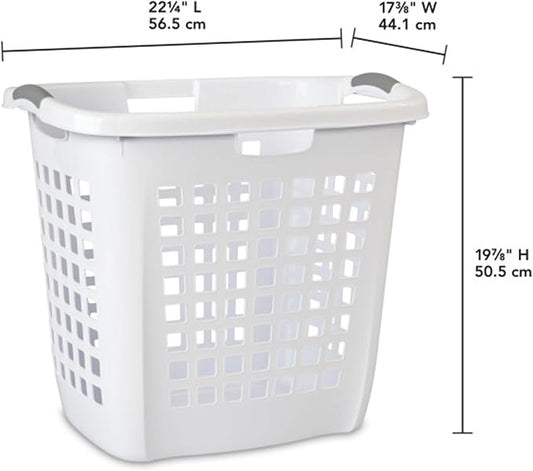 Sterilite Ultra Easy Carry Laundry Hamper, Comfort Handles to Easily Carry Clothes Between the Bedroom and Laundry Room, Plastic, White, 8-Pack