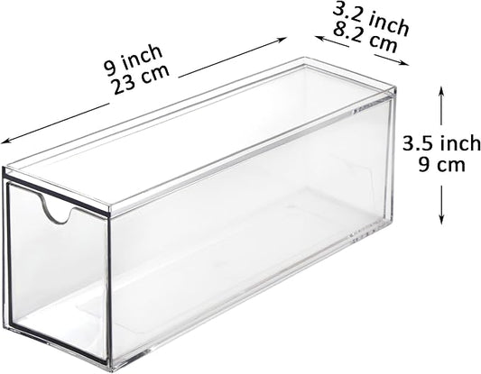 Youngever 3 Drawers Plastic Kitchen Pantry Stackable Storage Organizer, Plastic Tea Packet Organizers, Stackable Tea Bag Holder, 9" x 3" x 3.5"