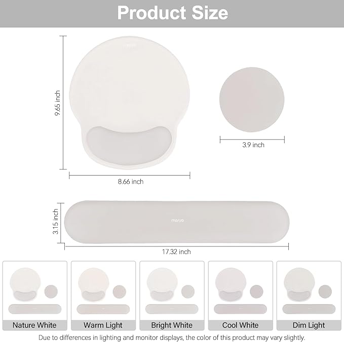 MOSISO Wrist Rest Support for Mouse Pad&Keyboard Set, Circle Curved Ergonomic Mousepad&Coaster Non-Slip Base Home/Office Pain Relief&Easy Typing Pad with Soft Cloth&Silicone Lining, Stone Gray