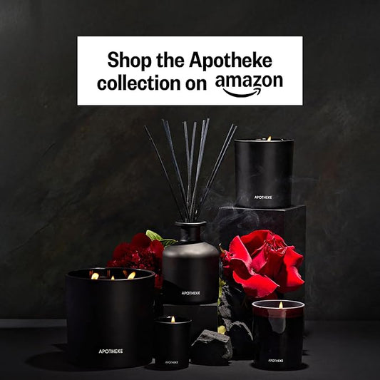 Apotheke Luxury Scented Reed Diffuser for Home, Charcoal - 6.7 Fl Oz Essential Oil Aromatherapy - 10 Rattan Scent Sticks Room Diffuser - Long-Lasting Fragrance for Bedroom, Home, Bathroom