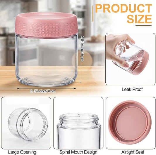 12 Pack 12oz Overnight Oats Containers with Lids, Wide Mouth Jars, Glass Food Storage Containers with Airtight Lids, CRYSTAL Storage Canister for Snacks Yogurt Cereal Fruit Salad Spice Sugar