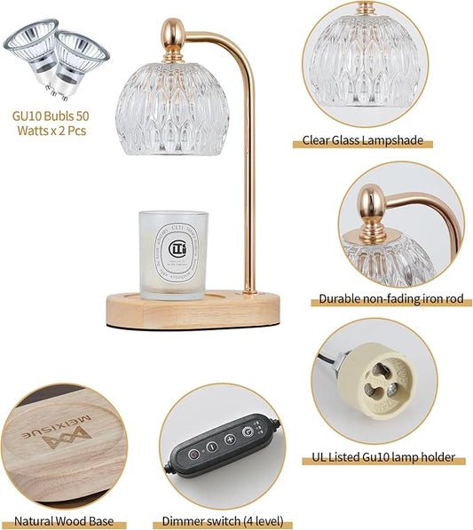 MEIXISUE Candle Warmer Lamp with Timer and Dimmer,Flameless Electric Wax Melt Warmer for Jar Candles With 2 Bulbs,House Warming Gifts,Mother's Day/Birthday/Christmas Gifts For Mom/Wife,Home Decor Lamp