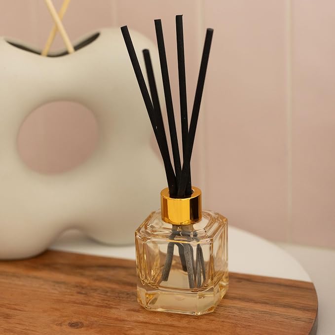 Paddywax Botanica Scented Oil Diffuser with Reeds in Reusable White Glass Bottle, Tubed Gift Box, Includes Diffuser Sticks, Long-Lasting Fragrance, Reusable & Upcyclable, Cotton & Teak, 2.8 fl oz