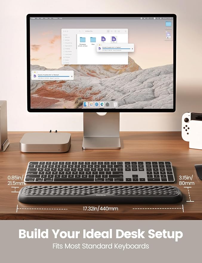 Vaydeer Keyboard Wrist Rest, Large Wrist Support Pad, Memory Foam Hand Rest for Desk, Ergonomic Computer Cushion Soft Laptop Typing, Office Gaming Palm Arm Carpal Tunnel Pain Relief(17.32inch, Black)