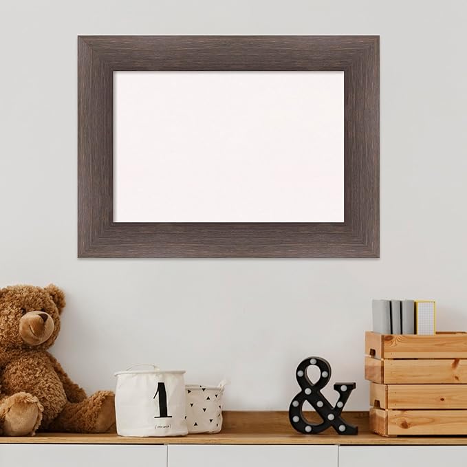 Amanti Art White Cork Board for Wall, 17x23 Vision Board with Brown Wood Frame, Small Corkboard Office Decor for Home Organization, Country Rustic Corkboard Pinboard to Display Items for Home