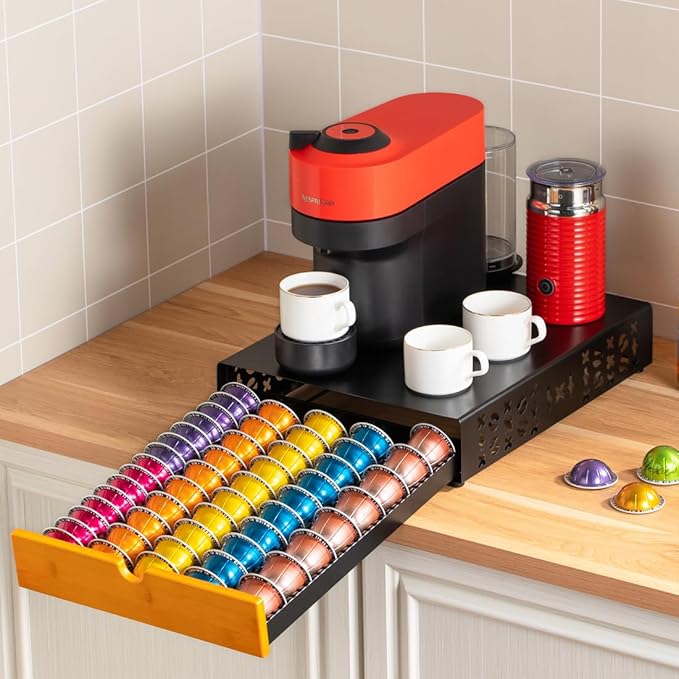 FlagShip for Nespresso Pod Holder Coffee Pod Organizer for Vertuo Pod Storage Morden Design Large Capacity Fits All Size Vertuo Pods