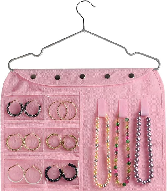 BB Brotrade Hanging Jewelry Organizer,Accessories Organizer,56 Pocket Organizer for Holding Jewelries (Pink-56 Pockets)