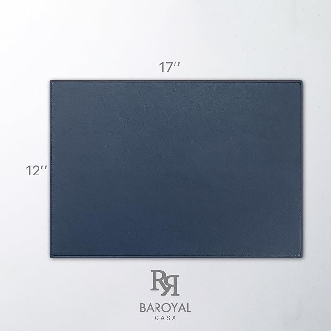 Faux Leather Placemats Set of 4 Vinyl Washable Wipeable Table Mats for Kitchen Dining Table Heat Resistant Waterproof Modern Indoor/Outdoor Placemats Non-Slip Easy Clean Place Mats (Navy Blue)