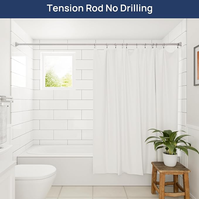 ENJOYBASICS 2 Pack Adjustable Spring Tension Curtain Rods 32 to 78 Inches, Stainless Steel Nickel Shower Rod No Drilling for Window, Bathroom, Closet, Room Divider, 7/8" Diameter