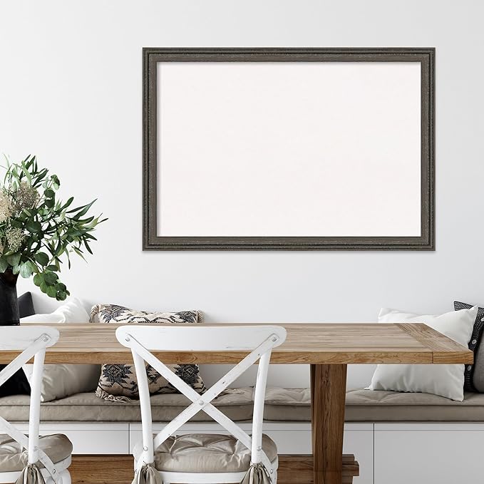 Amanti Art White Cork Board for Wall, 27x39 Vision Board with Brown Wood Frame, Large Corkboard Office Decor for Home Organization, Rustic Farmhouse Corkboard Pinboard to display items for home