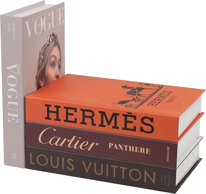 Glam Large | 4 PCS Faux Decorative Books for Home Decor | Not Real Books (Cardboard Boxes) | Coffee Table, Bookshelf & Shelf Styling Display Props for Living Room, Office