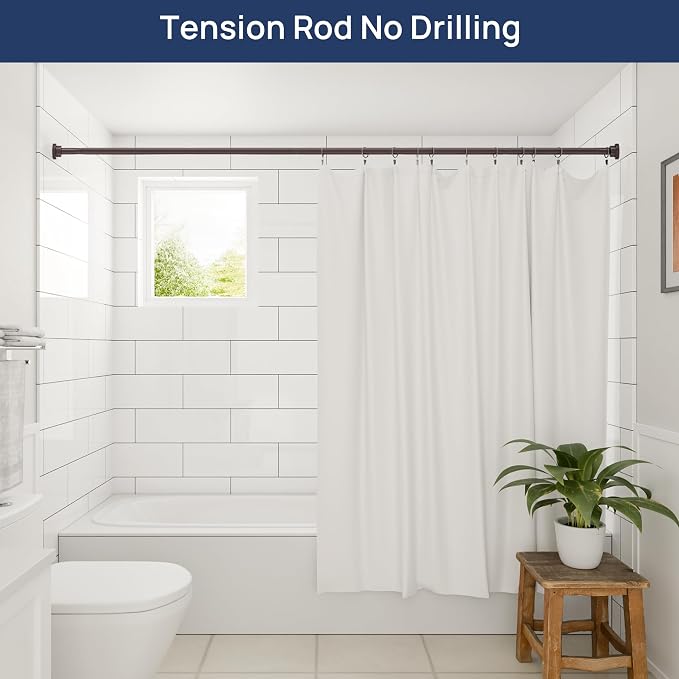 ENJOYBASICS 2 Pack Adjustable Spring Tension Curtain Rods 32 to 78 Inches, Stainless Steel Bronze Shower Rod No Drilling for Window, Bathroom, Closet, Room Divider, 7/8" Diameter