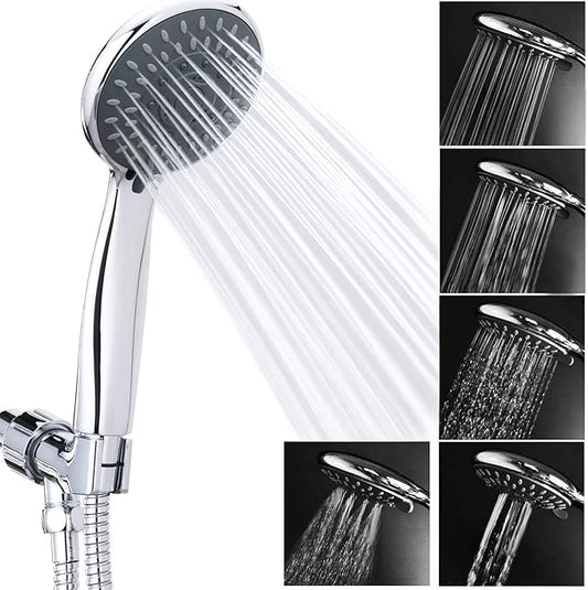 High Pressure Handheld Shower Head Briout 5-Settings Powerful Water Spray Shower Head against Low Pressure Water Flow with Stainless Hose and Adjustable Mount