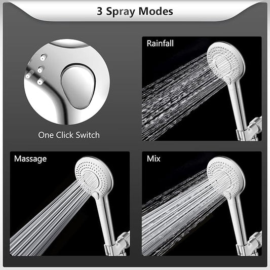 FEELSO Filtered Shower Head with Handheld, High Pressure 3 Spray Mode Showerhead with 60" Hose, Bracket and 15 Stage Water Softener Filters for Hard Water Remove Chlorine and Harmful Substance