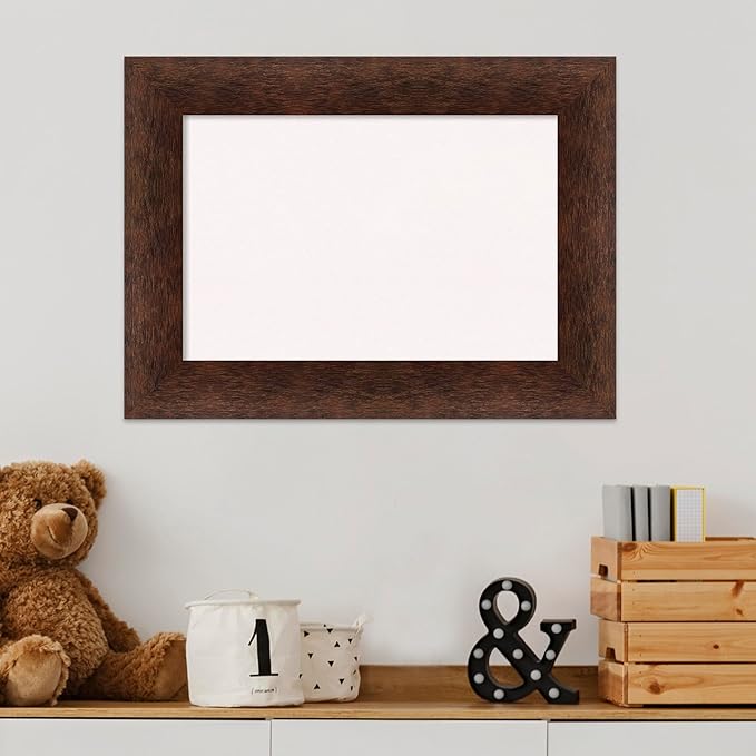 Amanti Art White Cork Board for Wall, 17x23 Vision Board with Brown Wood Frame, Small Corkboard Office Decor for Home Organization, Casual Corkboard Pinboard to Display Items for Home Organization in