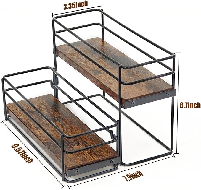 6 Bottle Capacity Coffee Syrup Rack Organizer, 2 Tier Coffee Syrup Stand Shelf, Storage Shelves for Coffee Bar, Small Wine Rack for Bar Family Storage for Syrup Wine Dressing