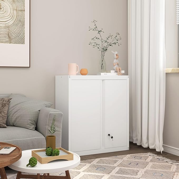 Garage Wall Cabinets,Metal Wall Cabinet for Garage with 2 Doors,Locking Wall Mount Storage Cabinet with Adjustable Shelf for Laundry,Kitchen,Basement