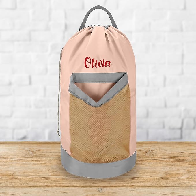 2 Pack Personalized Laundry Bag Heavy Duty Custom Senior University XL Bag Backpack with Hanging Shoulder Strap & Mesh Pocket - Back to School College Graduation Gift - Choose Font & Thread Color