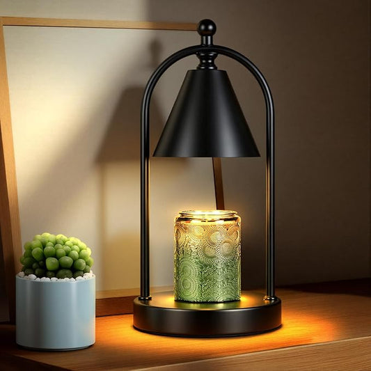 Candle Warmer Lamp with Timer, Electric Black Candle Warming Light for Bedroom, Dimmable Wax Melts Warmer for Home Decor Beside Lamp Gifts for Women (2 Bulbs Included)