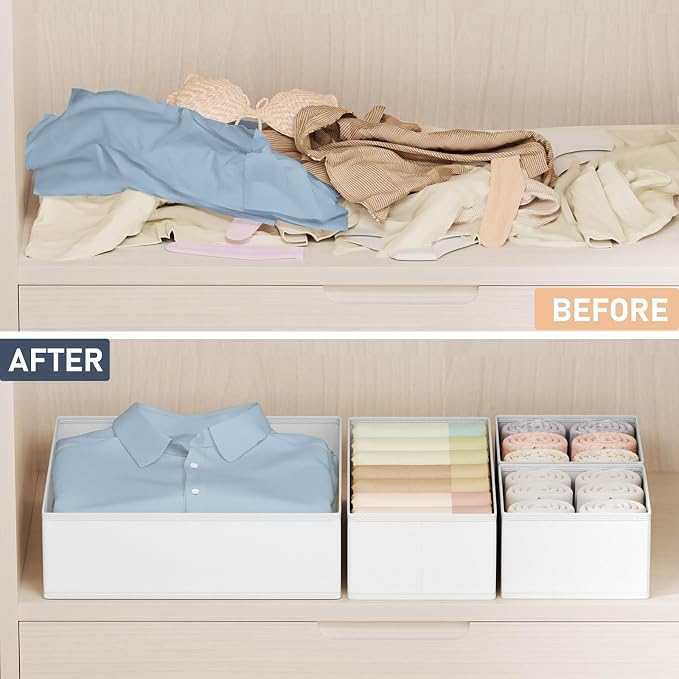 DIMJ Drawer Organizer Clothes Storage - 24 Pack Baby Dresser Organizer for Nursery, Small Fabric Closet Drawer Organizer Bins for Underwears Socks, Foldable Storage Dividers Organization for Bedroom