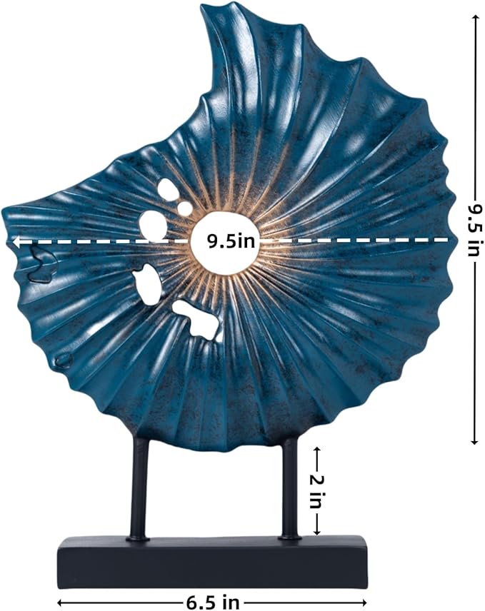 LuckySunDecorQZ Unique Round Coin Sculpture Decorative Objects for Shelf Home Decor Accents, Modern Abstract Tabletop Decor Items for Living Room Fireplace Mantel, Above Cabinet (Blue L)