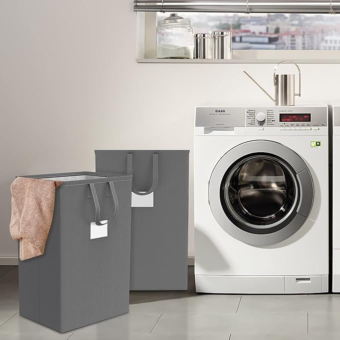 75L Large Laundry Hamper with Handles, Dirty Clothes Hamper for Bedroom Waterproof, Freestanding Tall Laundry Basket Waterproof, Hamper for Bedroom, Bathroom, Dorm, Toys Storage(Grey)