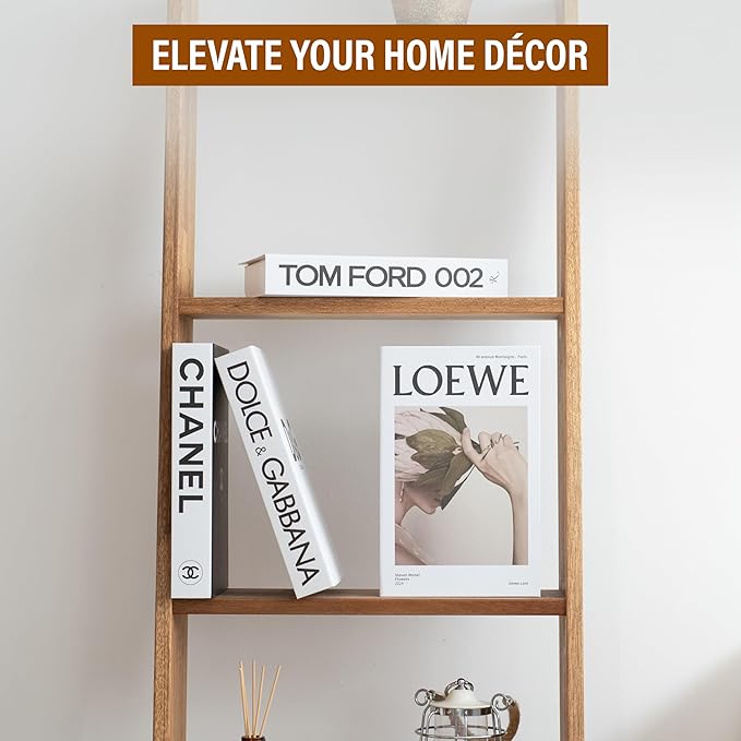 White Large | 4 PCS Faux Decorative Books for Home Decor | Not Real Books (Cardboard Boxes) | Coffee Table, Bookshelf & Shelf Styling Display Props for Living Room, Office