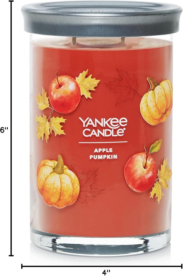 Yankee Candle Large Tumbler Scented Candle with up to 80 Hour Burn Time, Premium Plant Wax Blend for Consistent Burn, 20 oz Tumbler Candle with Room Filling Fragrance, Apple Pumpkin