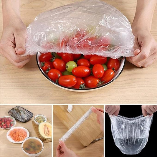 Fresh Keeping Bags 100pcs, Bowl Covers Elastic, Plastic Bowl Covers Elastic Reusable, Stretch Lids for Bowls and Food Covers