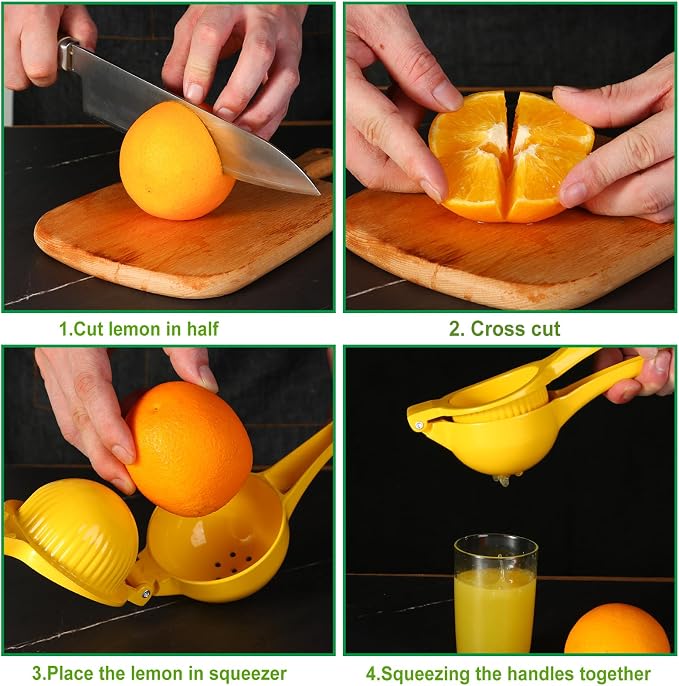 TEZZ Extra Large Citrus Squeezer, Premium Heavy Duty Mental Handhelp Juicer for Lemon, 3.5 Inch Hand Press Lemon Juice Squeeze, Lime Squeezer Bar Tool, Manual Citrus Press | Large bowl ergonomic handle easy handheld press for lemons and limes