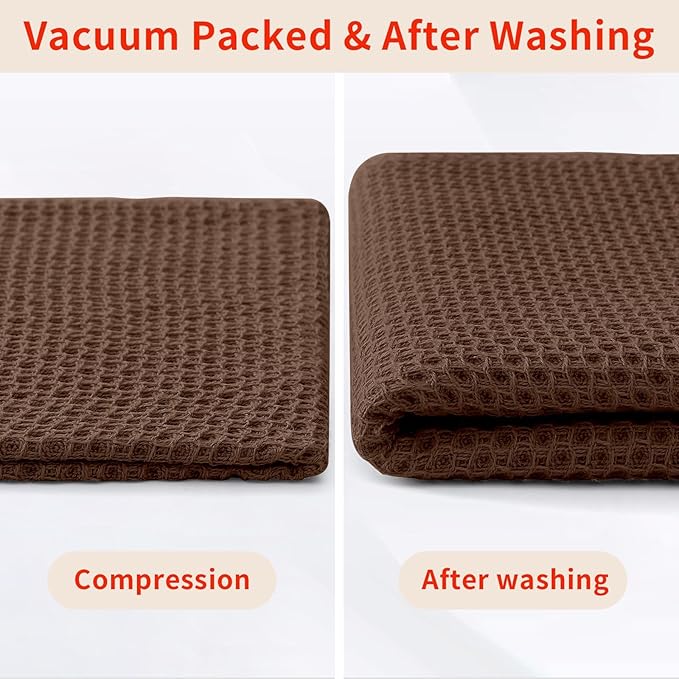 Homaxy 100% Cotton Waffle Weave Kitchen Dish Towels, Ultra Soft Absorbent Quick Drying Cleaning Towel, 13 x 28 Inches, 24-Pack, Coffee