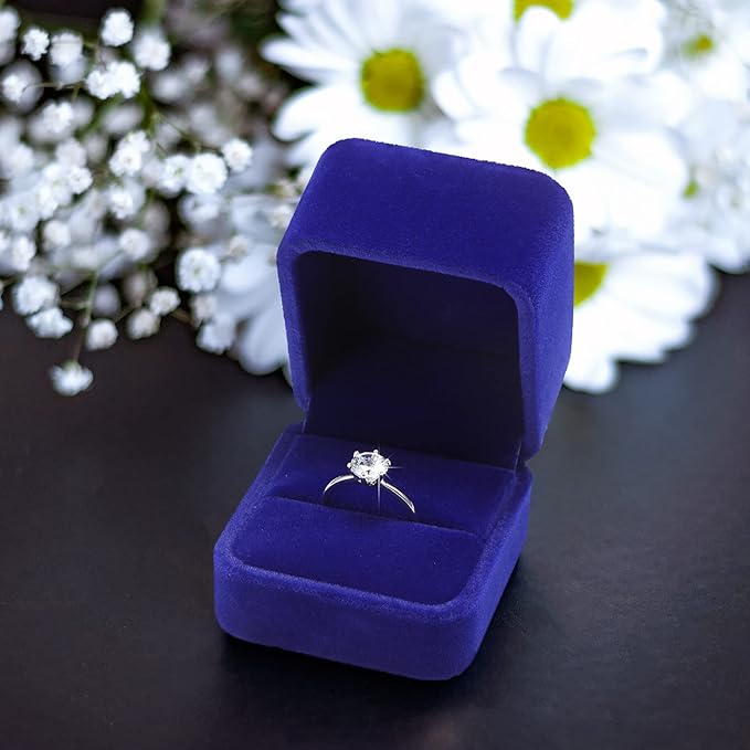 BBTO 36 Pieces Velvet Ring Box Bulk for Wedding Ceremony Engagement Ring Box Gift Wedding for Proposal Jewelry Display Case for Birthday Anniversary(Royal Blue)