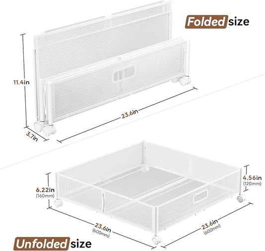 PHINOX Under Bed Storage Containers with Wheels - Shoe Storage Organizer Drawer, Tool-free Assembly Metal Underbed Storage Containers for Bedroom Clothes, Shoes, Blankets - 2Pack