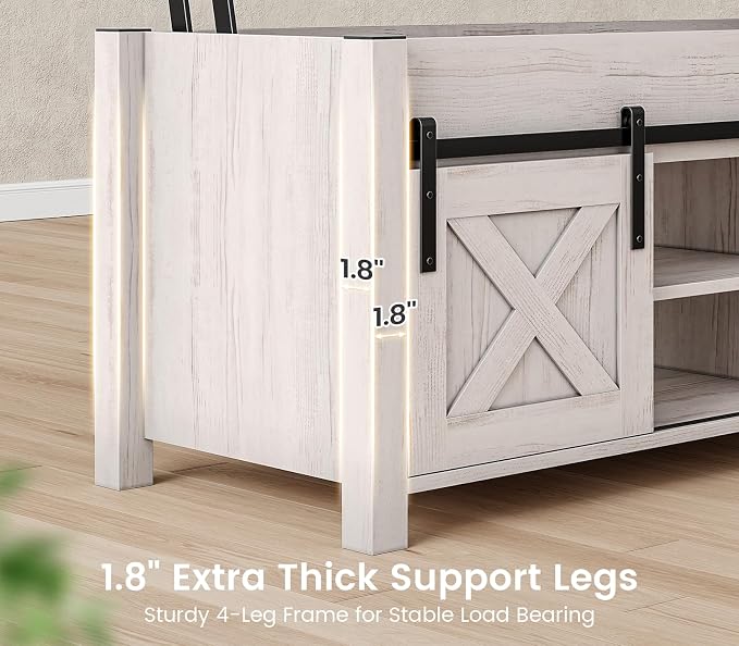 SEDETA Lift Top Coffee Table, Farmhouse Lift Tabletop Dining Table, Gas Spring, Hidden Compartment, Open Storage Shelf, for Living Room, Vintage White