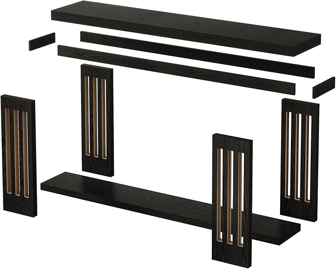 Tribesigns 70.9-Inch Extra Long Entryway Table, Farmhouse Sofa Console Table with Vertical Stripe Legs, 2-Tier Entry Furniture for Living Room, Hallway, Entrance (Black)