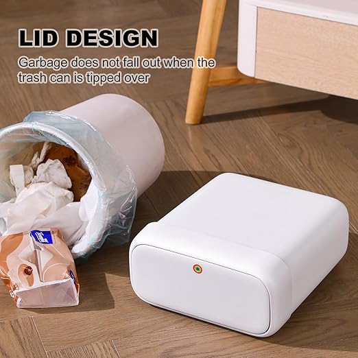 funest Bathroom Small Trash Can with Lid,10L / 2.7 Gallon Slim Garbage Bin Wastebasket with Press Top Lid for Bedroom,Rv,Office,Kitchen,Craft Room (Pack of 2)