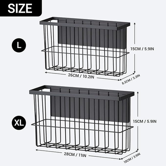 2-Pack Magnetic Laundry Basket, Dryer Ball Holder Lint Bin for Laundry Room | Magnetic Metal Laundry Storage