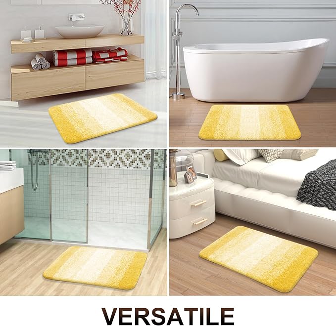 OLANLY Large Bathroom Rugs Mat 50x30, Extra Soft Absorbent Microfiber Bath Rugs, Rubber Backing, Quick Dry, Machine Washable Bath Mat for Bathroom Floor, Tub and Shower, Home Decor Accessories, Yellow