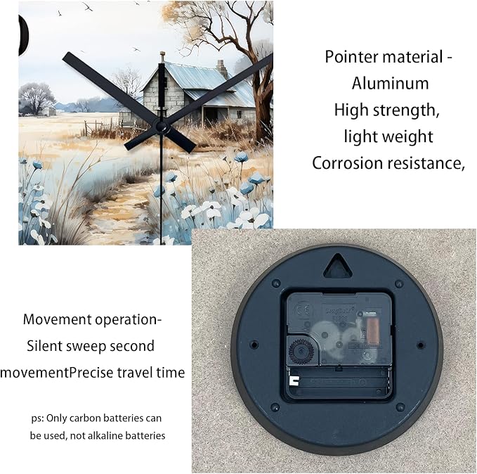 XNM Kitchen Wall Clocks Battery Operated 14 Inch Blue Wall Clock Silent Wood Farmhouse Clock for Wall(No Solid Wood, It is with MDF Material)