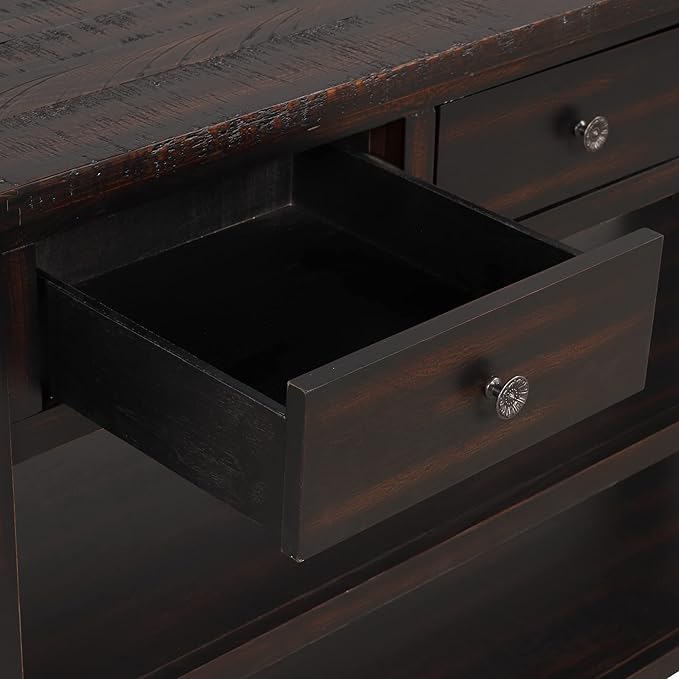LKTART Solid Wood Console Table,Sofa Table with Storage Drawers and Bottom Shelf,Entryway Table for Entry Hallway Foyer,Easy Assembled (48.8" Distressed Black)