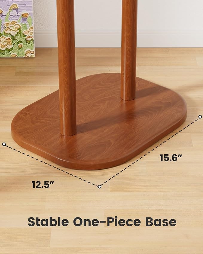 Pipishell Coat Rack, Freestanding Hall Tree with 8 Hooks & Storage Shelf, Solid Wood Base, 66.3″ Tall Coat Rack Stand for Coats, Hats, Bag in Entryway, Bedroom, Living Room, Brown, PIFCR11BN