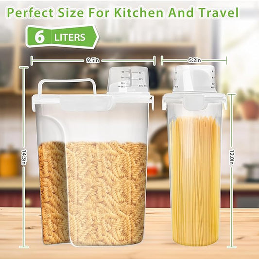 Viretec Rice Storage Container, 5 to 10lb Dry Food Airtight Dispenser, Pet Dog Cat Food Canister, BPA Free Clear Plastic Kitchen and Pantry Organization Bin for Oatmeal, Cereal, Pasta, Flour White