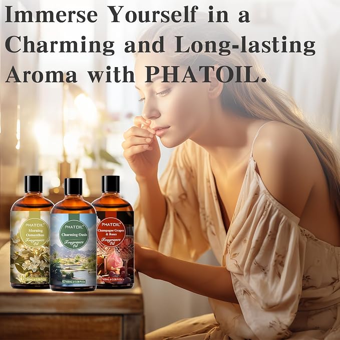 PHATOIL L'aube Rosa Fragrance Oils for Aromatherapy, 3.38FL.OZ Diffuser Oils for Home, Perfect for Aromatherapy, Humidifiers, Yoga, DIY Candle and Soap Making - 100ml
