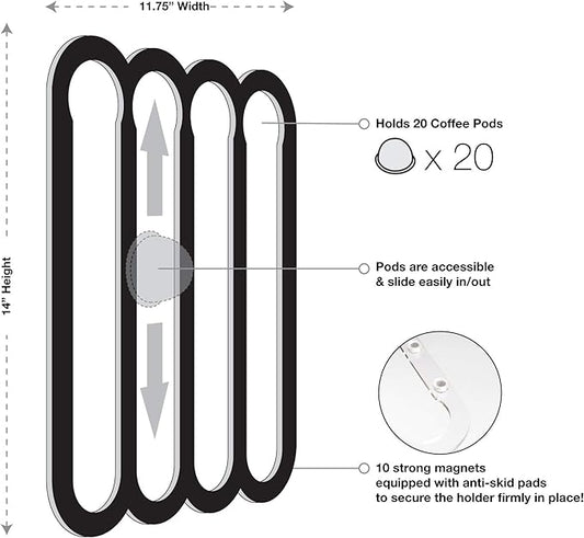 Demi's Home Magnetic Coffee Pod Holder for Nespresso Vertuo Capsules - Suitable to be Mounted on the Fridge (Transparent)