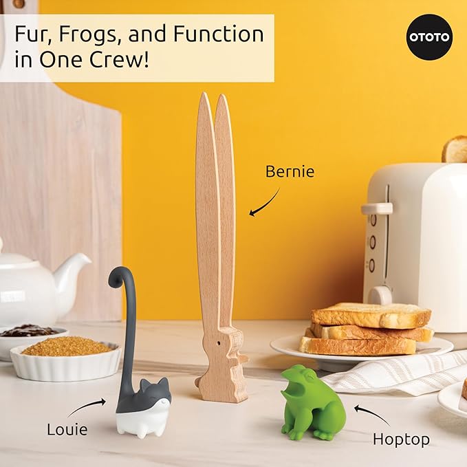 OTOTO Prep Pals Bundle of Red the Crab, Nessie, Crabby - Cute Kitchen Accessories, Kitchen Gadgets, Spoon Rest for Stove Top, Soup Ladle, Pasta Strainer, Funny Unique Gifts, Cooking Gifts