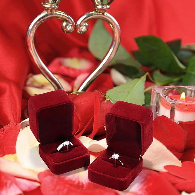 BBTO 36 Pieces Velvet Ring Box Bulk for Wedding Ceremony Engagement Ring Box Gift Wedding for Proposal Jewelry Display Case for Birthday Anniversary(Red)