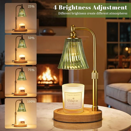 Hong-in Green Candle Warmer Lamp with Timer Dimmable,Birthday Gifts for Women,Adjustable Height Wax Melt Warmer for Jar Candles,House Warming Gifts New Home,Ideal for Office,Dorm,Bedroom Home Decor
