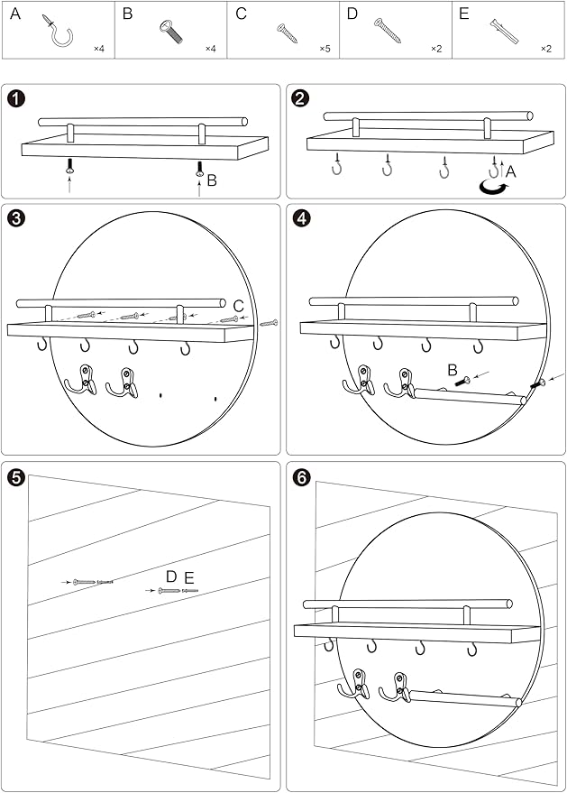 Key Holder for Wall with Shelf - Wood Mail Organizer and Rack with Shelf Hooks Wall Mounted for Entryway Decor Magazines Letter Storage Farmhouse Living Room Bedroom Doorway (Nature)