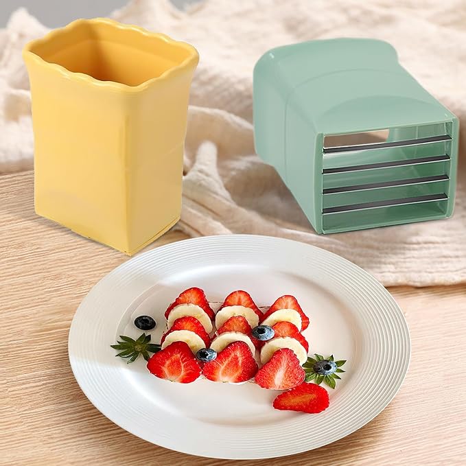 2PCS Fruit Slicer Cup Strawberry Slicer, Cup Slicer Strawberries Cutter Cup, Speed Cutter for Banana Grape Egg Kitchen Portable Slicing Tool